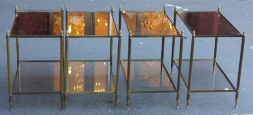 1950/70 4 rectangular ends of sofa Maison Bagués brass and tans trays mirror olded oxyded gilted  with Olympic flames