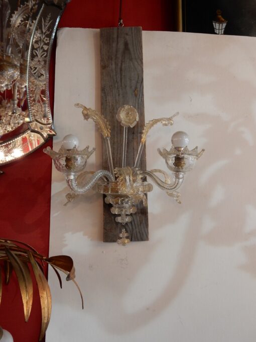 1920/50' Sconces pair Murano crystal  with 2 lights arms  33H X 35