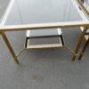 1970' Pair of side tables in gilt metal with trays in smoked glass, 61X 61 cm - Image 6