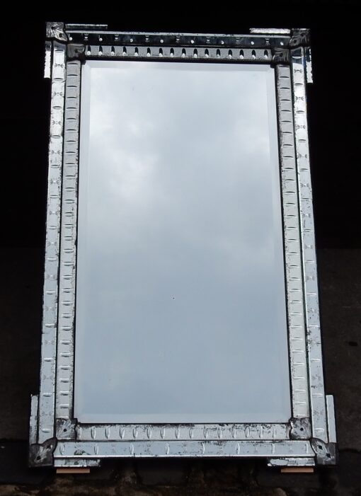 1900' Miroir Venise a Bulles Ovales et Fleurs 147 x 91 cm