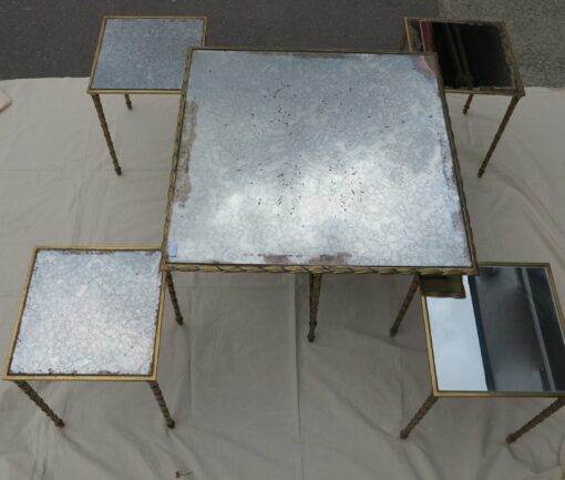 1950/70 ' Table with 4 tables additionnal in Gilted bronze Maison Bagues - Image 7