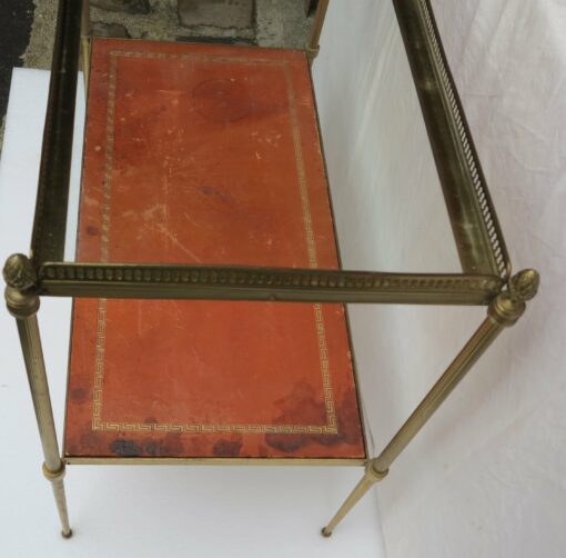 1970' Shelf in Brass with Gallery Maison Baguès 2 Trays with Glass and Leather - Image 5