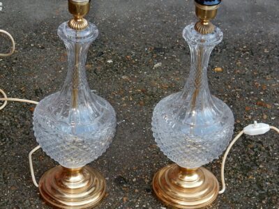 1950-70 ' Pair of Crystal and Bronze Lampp