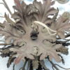 1970' Paire de 2 Plafonniers ou Appliques à Décor de Fleurs et Feuilles en Métal Argenté Style Maison Baguès Feuilles en Verre de Couleur Bleue – Image 6