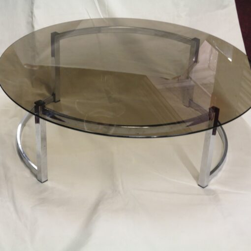 Cofee table circle with top smoked glass - Image 6