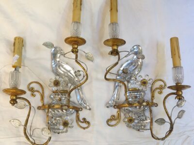 1970' Pair Wall Lamp has the Parakeet Style Baguès