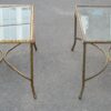 1950/70' Paire de Tables Basses en Bronze Doré Décor Palmier Maison Charles 105 X 50 cm – Image 7