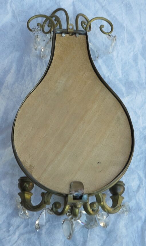 1950/70 Pair of wall lamps in the shape of racket with glass drops - Image 3