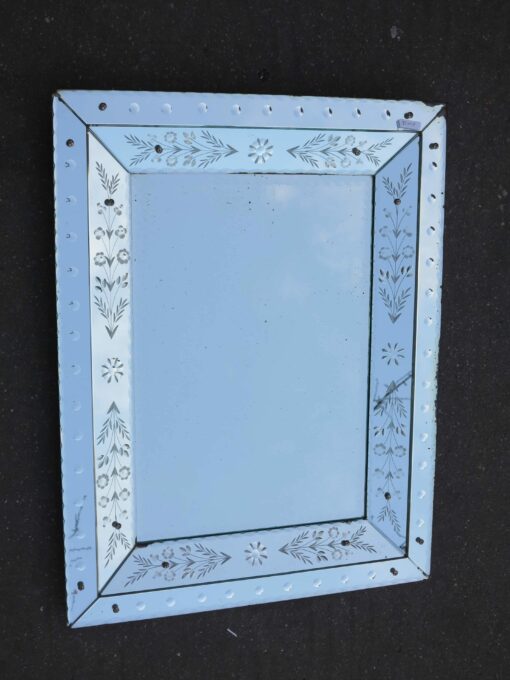 1950' Miroir venise rectangulaire à fleurs et bulles 81 x 62 cm – Image 3