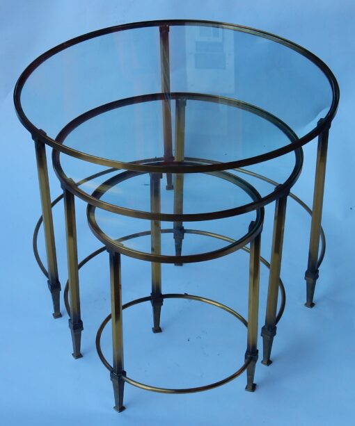 1950/70 Série de Tables Gigognes Rondes Maison Ramsay de Style en Laiton – Image 7