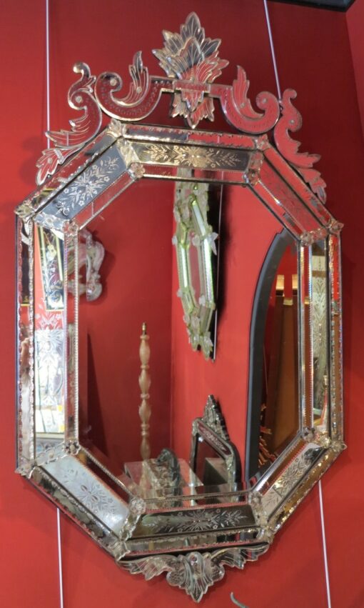 Miroir Vénitien Octogonal Avec Couronne – Image 5