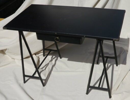 Desk  leather tréteaux style Jacques Adnet skaï 1950/70 - Image 6