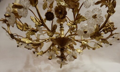 1880' Lustre en Bronze Doré Décor Floral 12 Lumiéres – Image 7