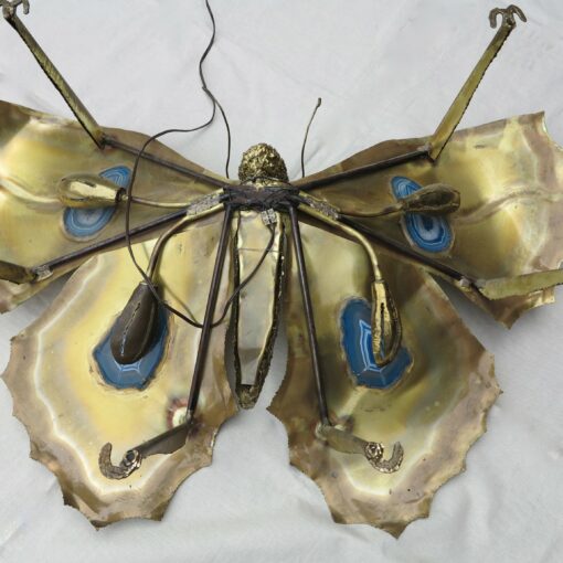 1950/70' Table has the bronze butterfly with blue agates style Duval Brasseur enlightening - Image 3