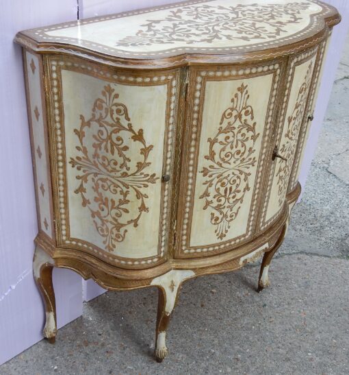 1970' Buffet Arbaléte 4 Portes Bois Doré Style Renaissance Italienne – Image 3