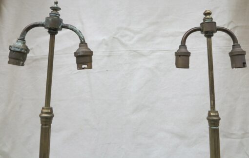 Pair of Lamps Bronze and Iron Balls Painted in Forgery Marble Morello Cherry - Image 3