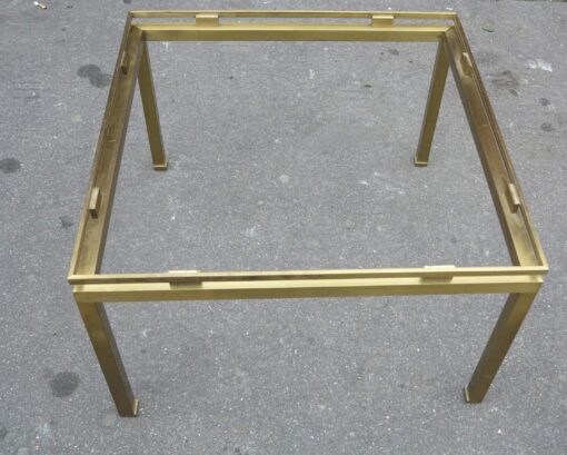 1950/70 Square Coffee table Guy Lefevre in bronze and polish brass - Image 6