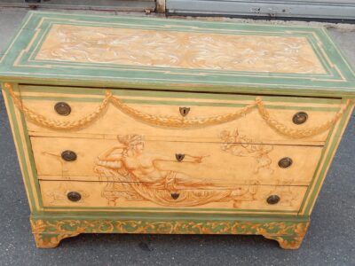 1820' Commode En Bois Peint Décor à l'Antique