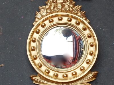 1950/70' Miroir Convexe à l'Aigle, Bois Doré H 97 cm