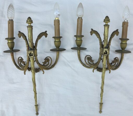 Pair sconces bronze of style empire heads  eagles and masks - Image 4