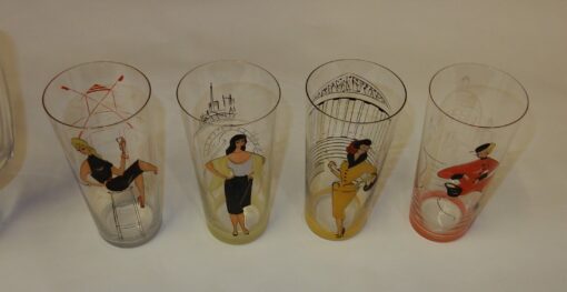 1950/60' Service has Soft Drink Decoration Paris and its Monuments His Parisians, Crystal of  Saar - Image 3