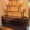 1970' Sideboard Lacquered Dark Purple style Aldo Tura Signed Roméo with Shelf in Gilded Brass Style Japan - Image 4