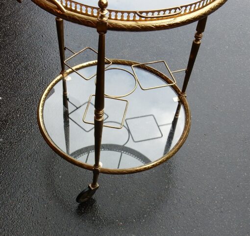 1950/70 Rolling Bar Gilded Brass Maison Bagués With in Imitation Leather - Image 3