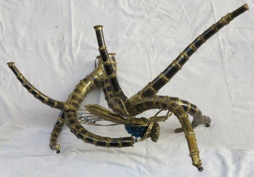 1950/70' Table Bamboo Deco Has the Bronze Cicada with Blue Agates style Duval Brasseur Enlightening - Image 8