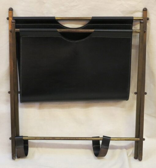 1950/70 Jacques Adnet skaï and brass carry newspaper - Image 7