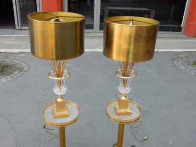 1950-70 ' Pair of Crystal and Bronze Lamp In The Styele Of Maison Charles