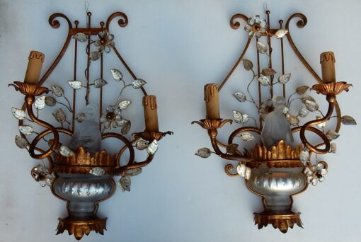 1970' Pair Wall Lamp Deco Chinese in the Style of  Maison Baguès - Image 2