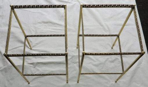 1970 Side table pair 36 x 36 in brass with gallery Maison Bagués - Image 2