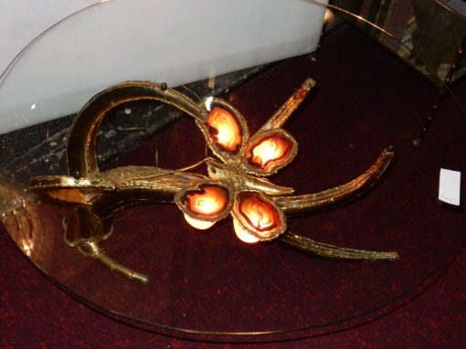 1970' Cofee Table Butterfly Duval Brasseur With Wings Agates - Image 2