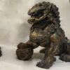 19th Pair of Dogs Fu or Chinese Lion in golden cast iron - Image 2