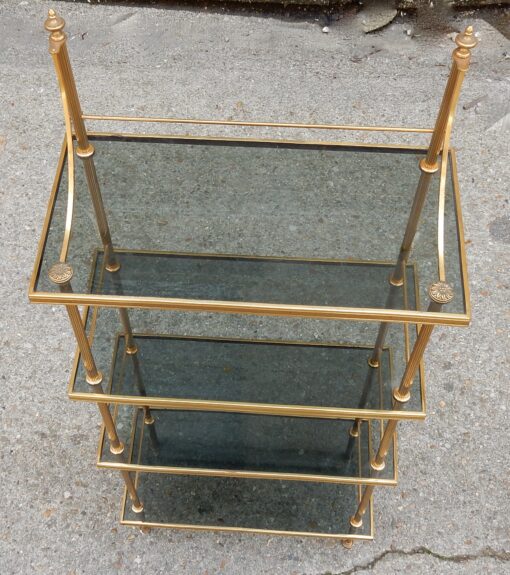 1970' Etagere A 4 Niveaux  En Bronze Maison Bagués Avec Frontispice – Image 4