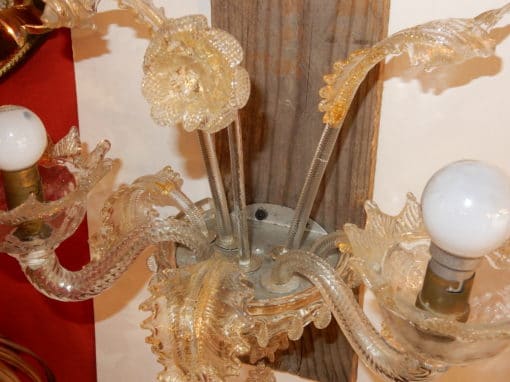 1920/50' Sconces pair Murano crystal  with 2 lights arms  33H X 35 - Image 5