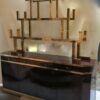 1970' Sideboard Lacquered Dark Purple style Aldo Tura Signed Roméo with Shelf in Gilded Brass Style Japan - Image 6