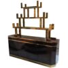 1970' Sideboard Lacquered Dark Purple style Aldo Tura Signed Roméo with Shelf in Gilded Brass Style Japan