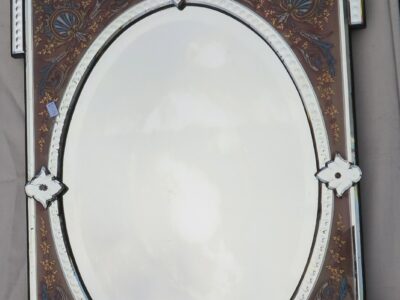 1880/1900 Miroir Napoléon III Émaillé sur Cartouches Colorées