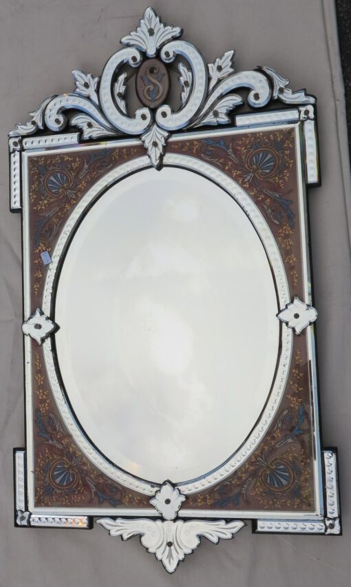 1880/1900' Mirror Napoleon III Enamelled on Colored Cartridges