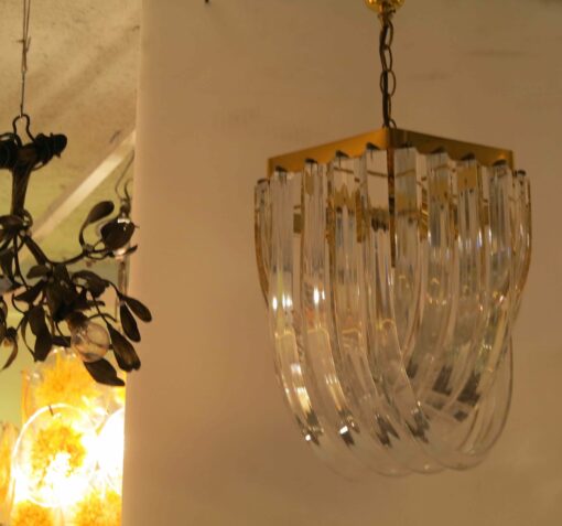 1970 ' 3 Gilted Iron and Lucite Chandeliers shape with shells entrelats lanterns Style Design With Sticker Orion - Image 8