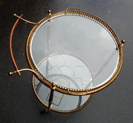 1950/70 Rolling Bar Gilded Brass Maison Bagués With in Imitation Leather - Image 2