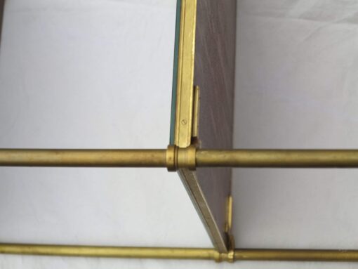 1970' Table or Shelf in brass Maison Bagués 2 tray with leather and gilt grecs deco - Image 3