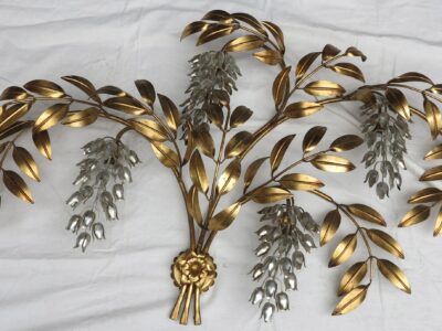 Wall lamp 4 lights in wisterias, flower of bottom gilded