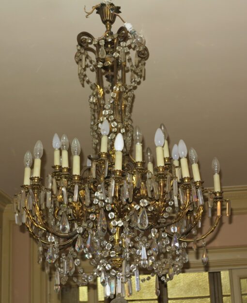1880/1900 N3 Chandelier Gilded Bronze and Crystal 5 Arms 15 Bulbs - Image 8