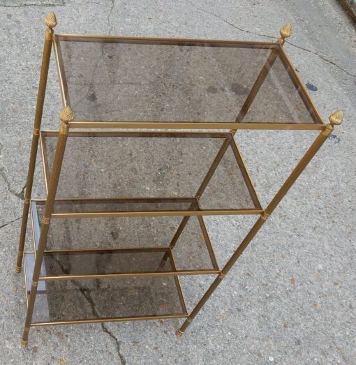 1970' Etagere A 4 Niveaux  En Bronze Maison Bagués Avec Pommes de Pin