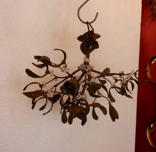1900' Lustre Boule de Gui en Bronze Art Nouveau a 2 Lampes  Diametre 34 cm – Image 3