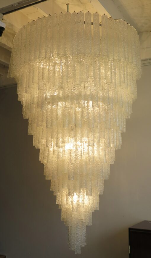 1970' chandelier Venini crystal of Murano of shape pipes 434 crystals - Image 3