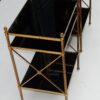 1950/70' Paire d'Étagères en Laiton à 3 Niveaux Maison Baguès Plateaux Opalines Noires – Image 6