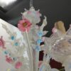 1950' Murano Chandelier Has 6 Blue Glass Lights Opalescent and Pink Molten Glass - Image 3